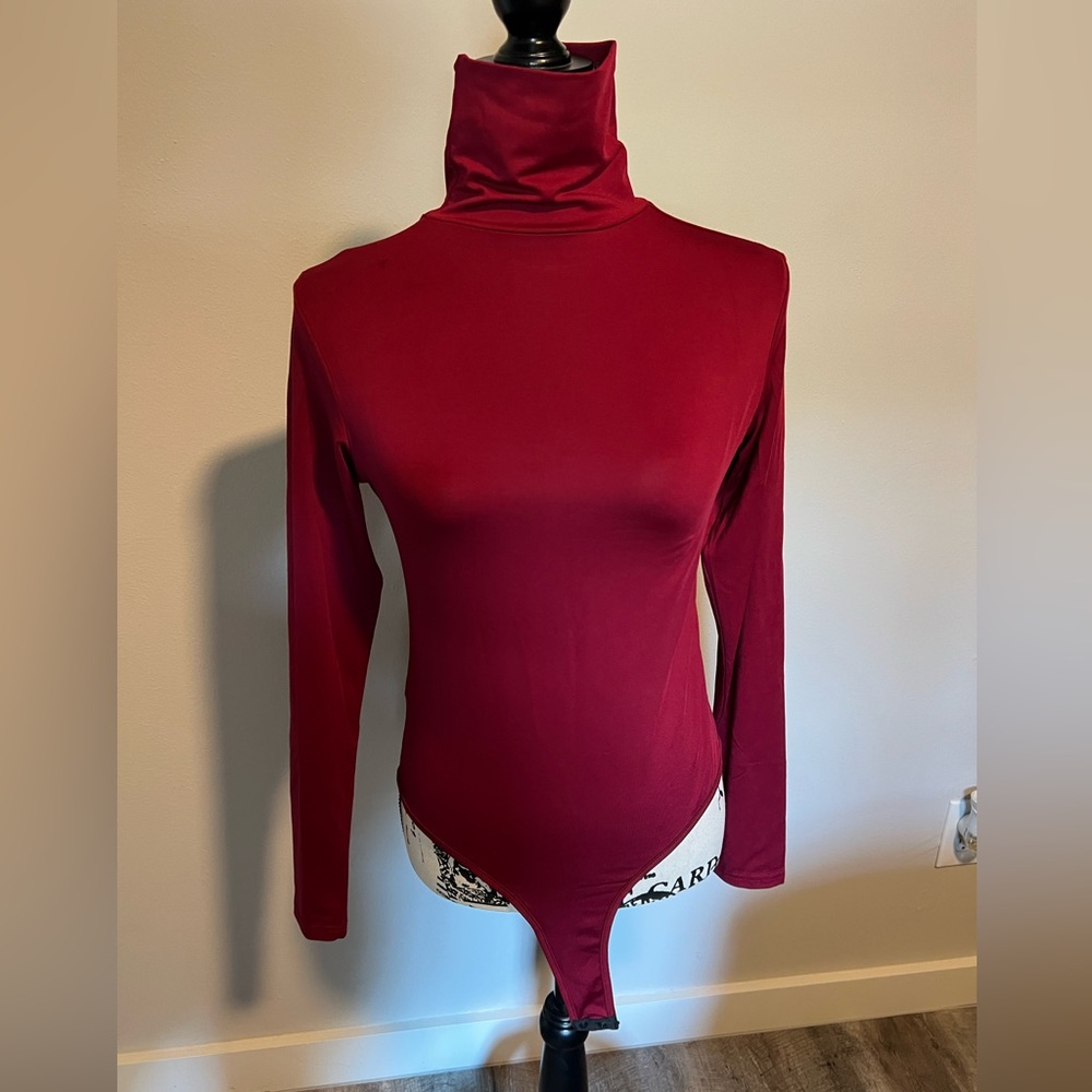 Burgundy Turtle Neck Bodysuit